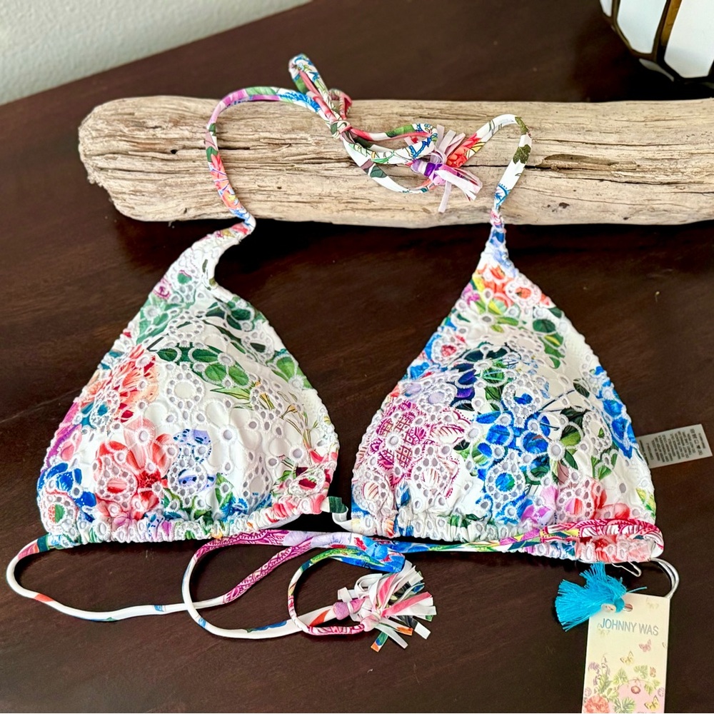 NWT Johnny Was Floral Bikini Top